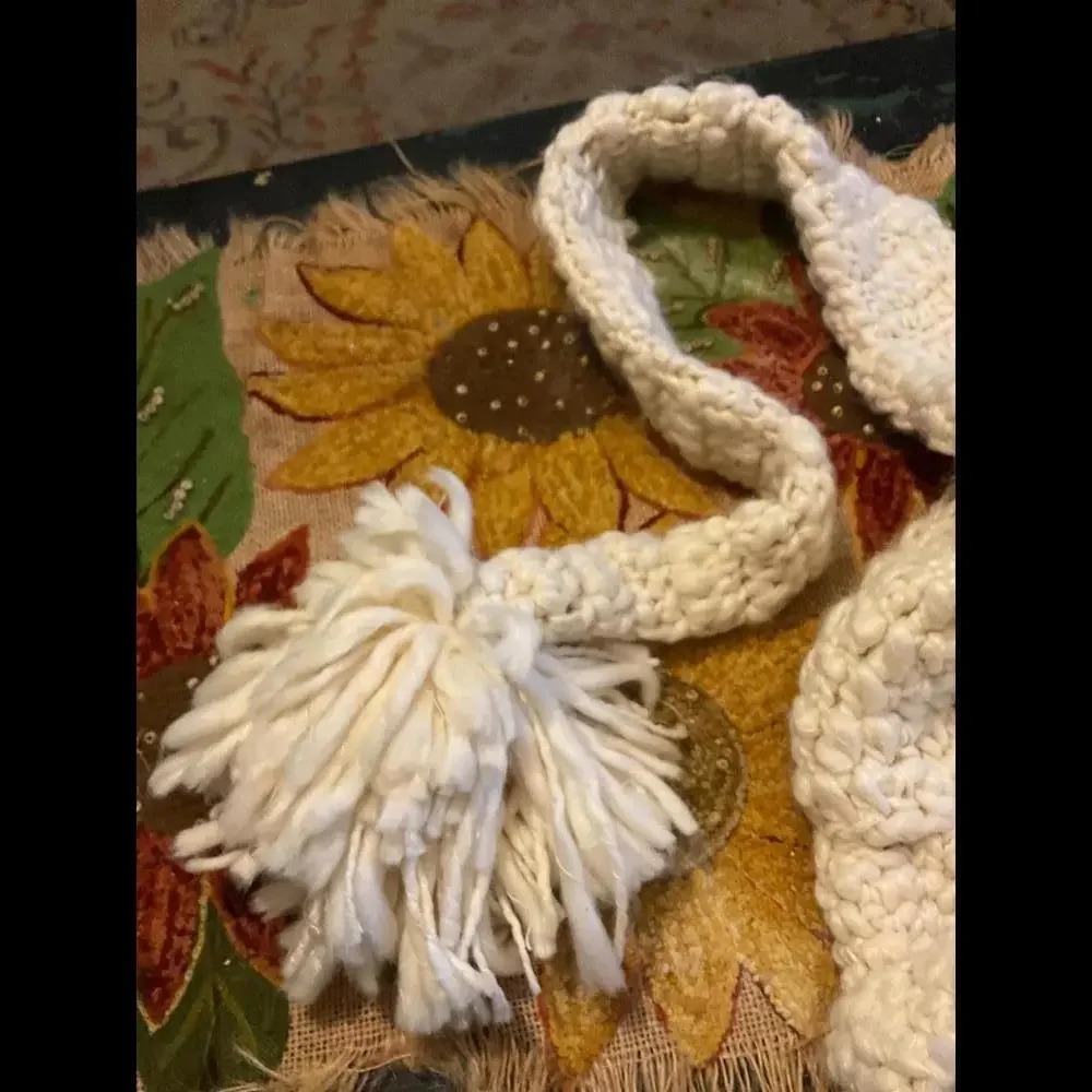 Ecote Handcrafted Cream Knitted Winter Hat with Pom Pom